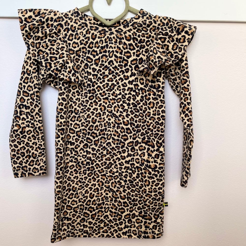 Leopard Ruffle Sleeve Mini Dress